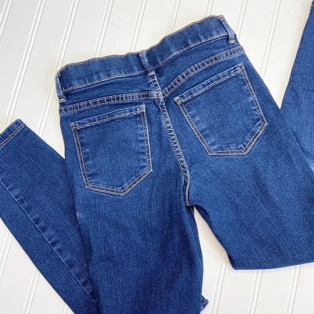 Girls Dark Wash Distressed Jeggings